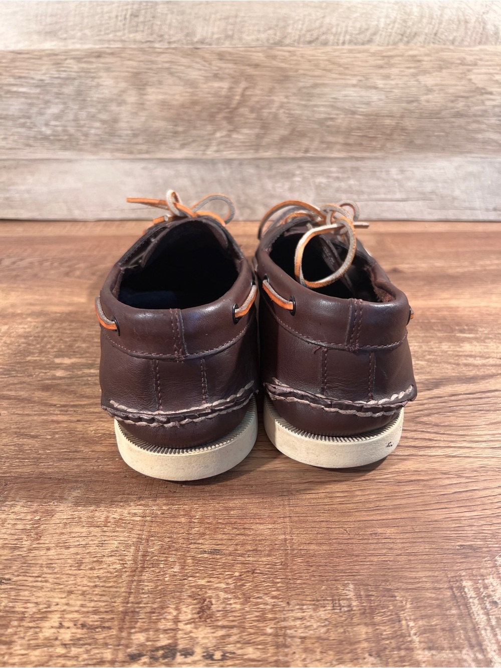 Sperry Brown Leather Boat Shoes with Tan Laces - Picture 4 of 7
